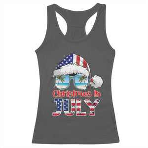 Christmas In July Racerback Tank Top Patriotic USA Sunglasses Graphic TS12 Dark Heather Print Your Wear