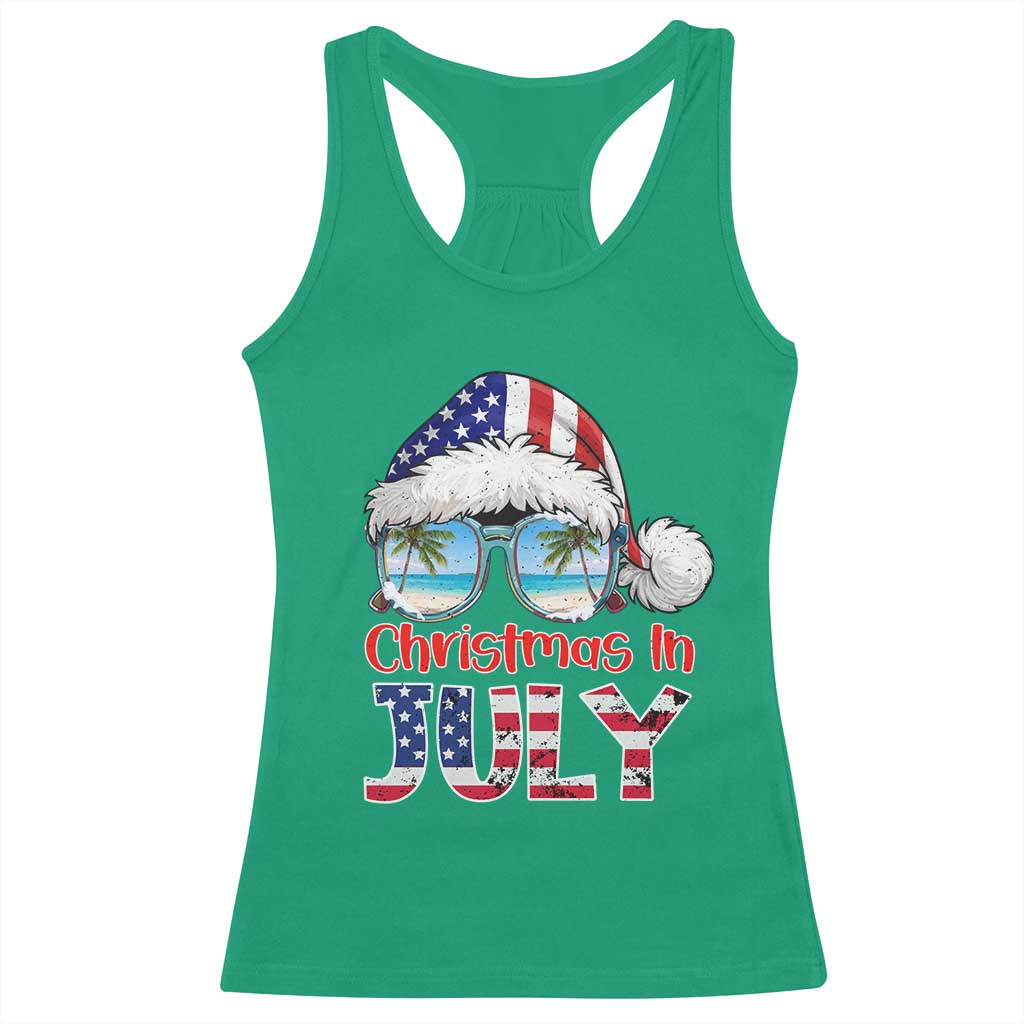 Christmas In July Racerback Tank Top Patriotic USA Sunglasses Graphic TS12 Irish Green Print Your Wear