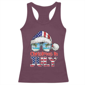Christmas In July Racerback Tank Top Patriotic USA Sunglasses Graphic TS12 Maroon Print Your Wear
