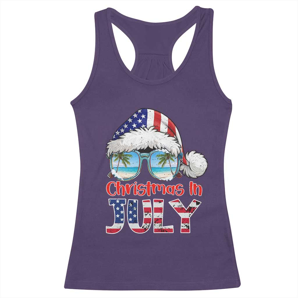 Christmas In July Racerback Tank Top Patriotic USA Sunglasses Graphic TS12 Purple Print Your Wear