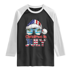 Christmas In July Raglan Shirt Patriotic USA Sunglasses Graphic TS12 Black White Print Your Wear