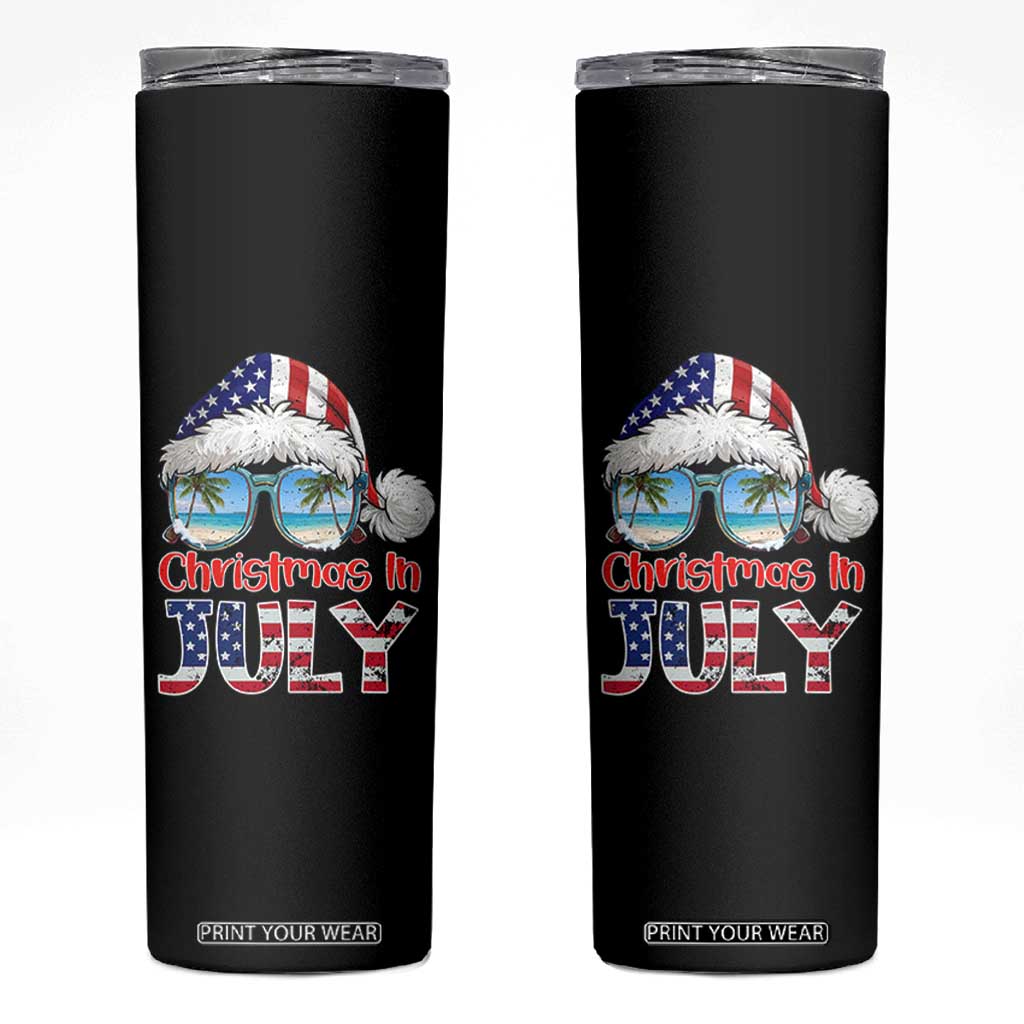 Christmas In July Skinny Tumbler Patriotic USA Sunglasses Graphic TS12 Black Print Your Wear