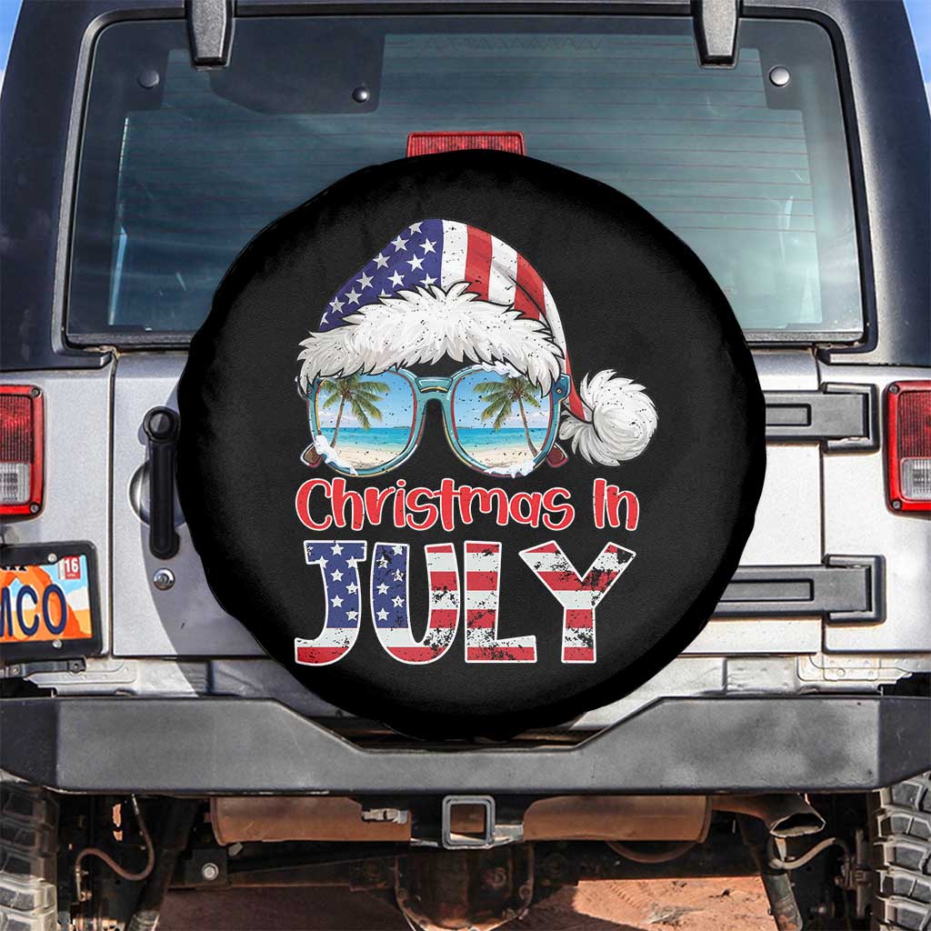 Christmas In July Spare Tire Cover Patriotic USA Sunglasses Graphic TS12 No hole Black Print Your Wear