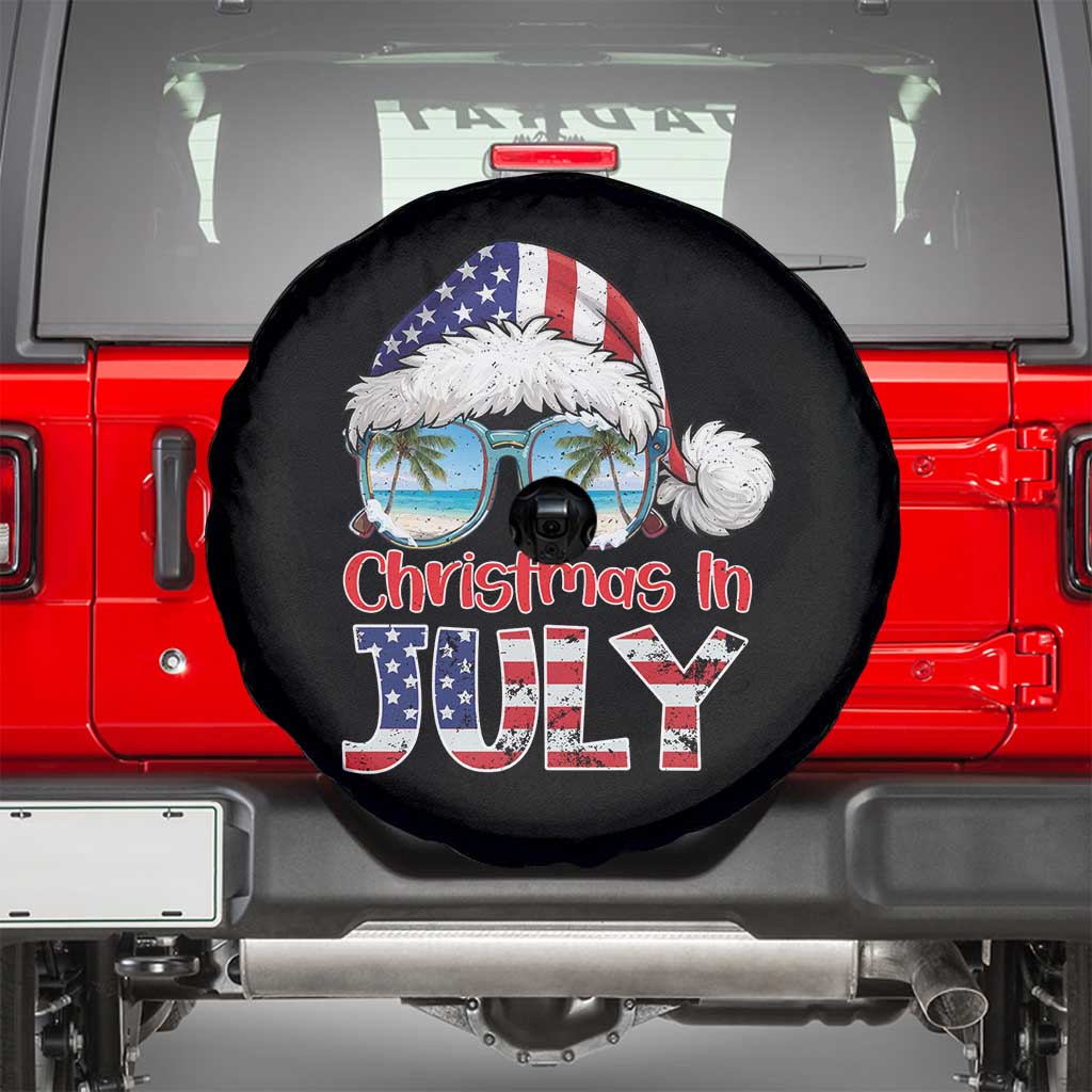 Christmas In July Spare Tire Cover Patriotic USA Sunglasses Graphic TS12 Black Print Your Wear