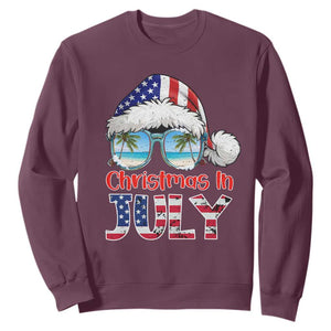 Christmas In July Sweatshirt Patriotic USA Sunglasses Graphic TS12 Maroon Print Your Wear