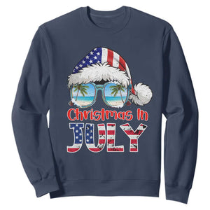 Christmas In July Sweatshirt Patriotic USA Sunglasses Graphic TS12 Navy Print Your Wear