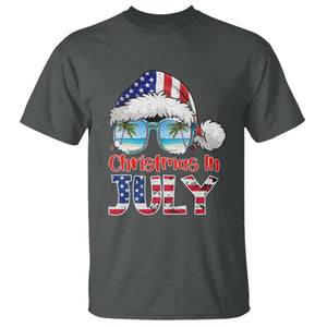 Christmas In July T Shirt Patriotic USA Sunglasses Graphic TS12 Dark Heather Print Your Wear