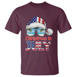 Christmas In July T Shirt Patriotic USA Sunglasses Graphic TS12 Maroon Print Your Wear