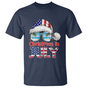 Christmas In July T Shirt Patriotic USA Sunglasses Graphic TS12 Navy Print Your Wear