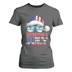 Christmas In July T Shirt For Women Patriotic USA Sunglasses Graphic TS12 Dark Heather Print Your Wear
