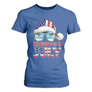 Christmas In July T Shirt For Women Patriotic USA Sunglasses Graphic TS12 Royal Blue Print Your Wear