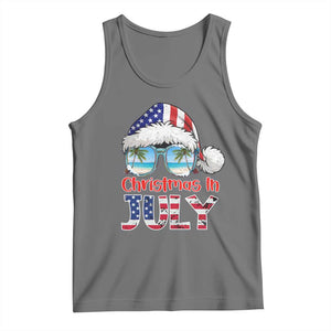 Christmas In July Tank Top Patriotic USA Sunglasses Graphic TS12 Black Heather Print Your Wear