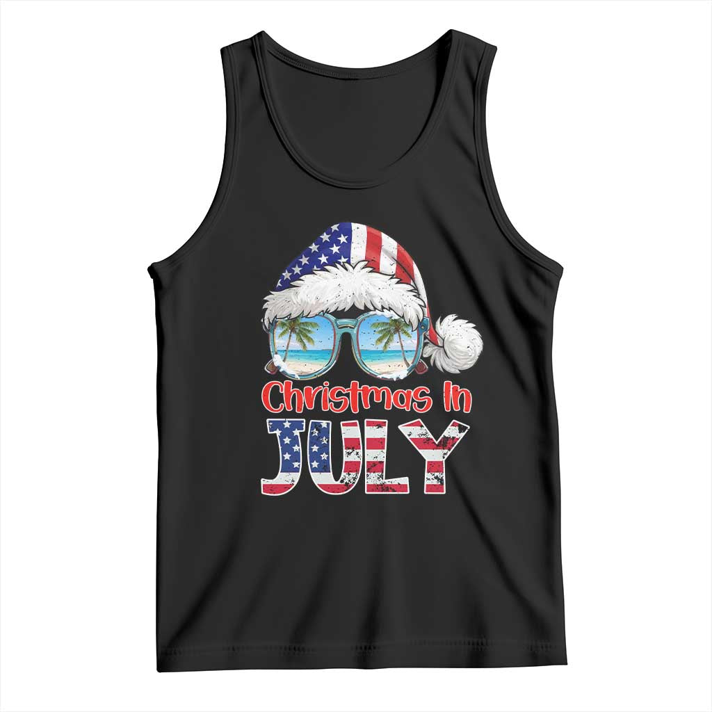 Christmas In July Tank Top Patriotic USA Sunglasses Graphic TS12 Black Print Your Wear