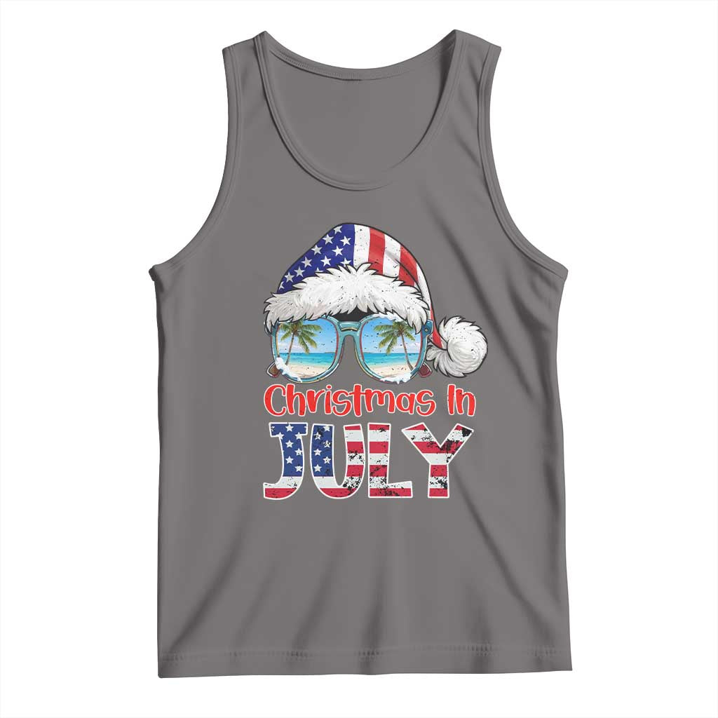 Christmas In July Tank Top Patriotic USA Sunglasses Graphic TS12 Deep Heather Print Your Wear