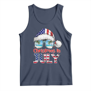 Christmas In July Tank Top Patriotic USA Sunglasses Graphic TS12 Navy Print Your Wear