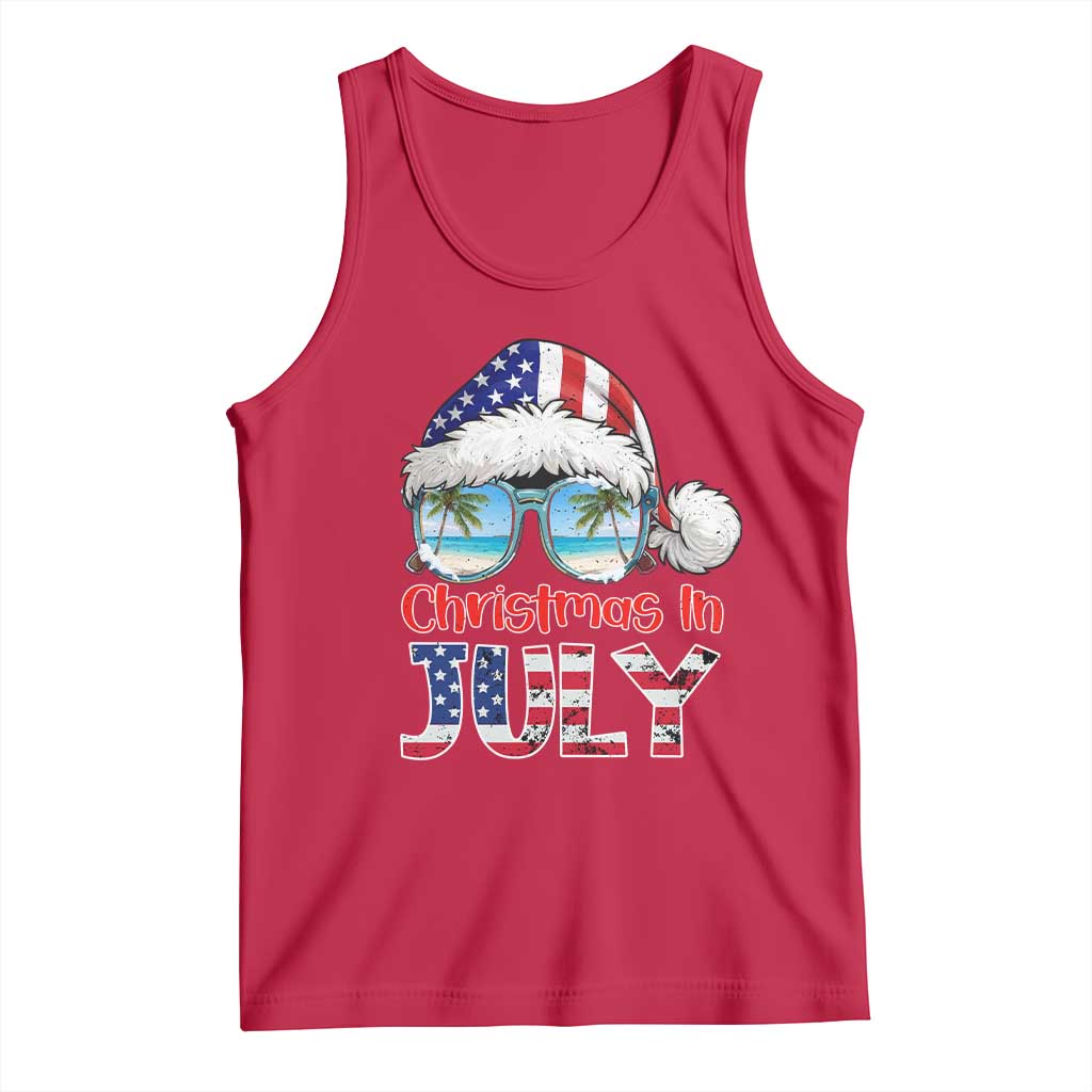 Christmas In July Tank Top Patriotic USA Sunglasses Graphic TS12 Red Print Your Wear