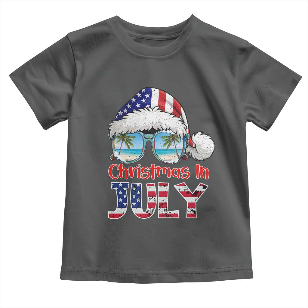 Christmas In July Toddler T Shirt Patriotic USA Sunglasses Graphic TS12 Dark Heather Print Your Wear