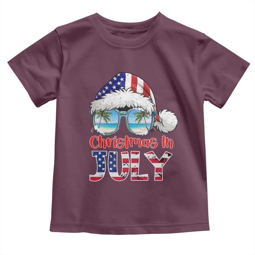 Christmas In July Toddler T Shirt Patriotic USA Sunglasses Graphic TS12 Maroon Print Your Wear