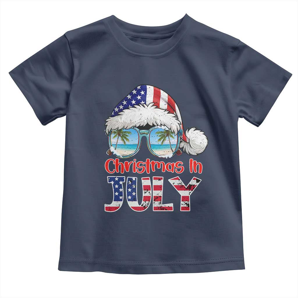 Christmas In July Toddler T Shirt Patriotic USA Sunglasses Graphic TS12 Navy Print Your Wear