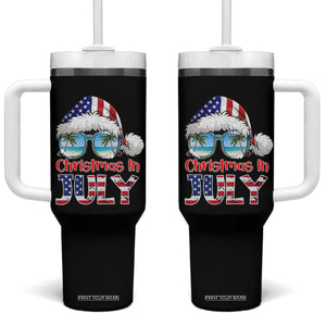 Christmas In July Tumbler With Handle Patriotic USA Sunglasses Graphic TS12 One Size: 40 oz Black Print Your Wear