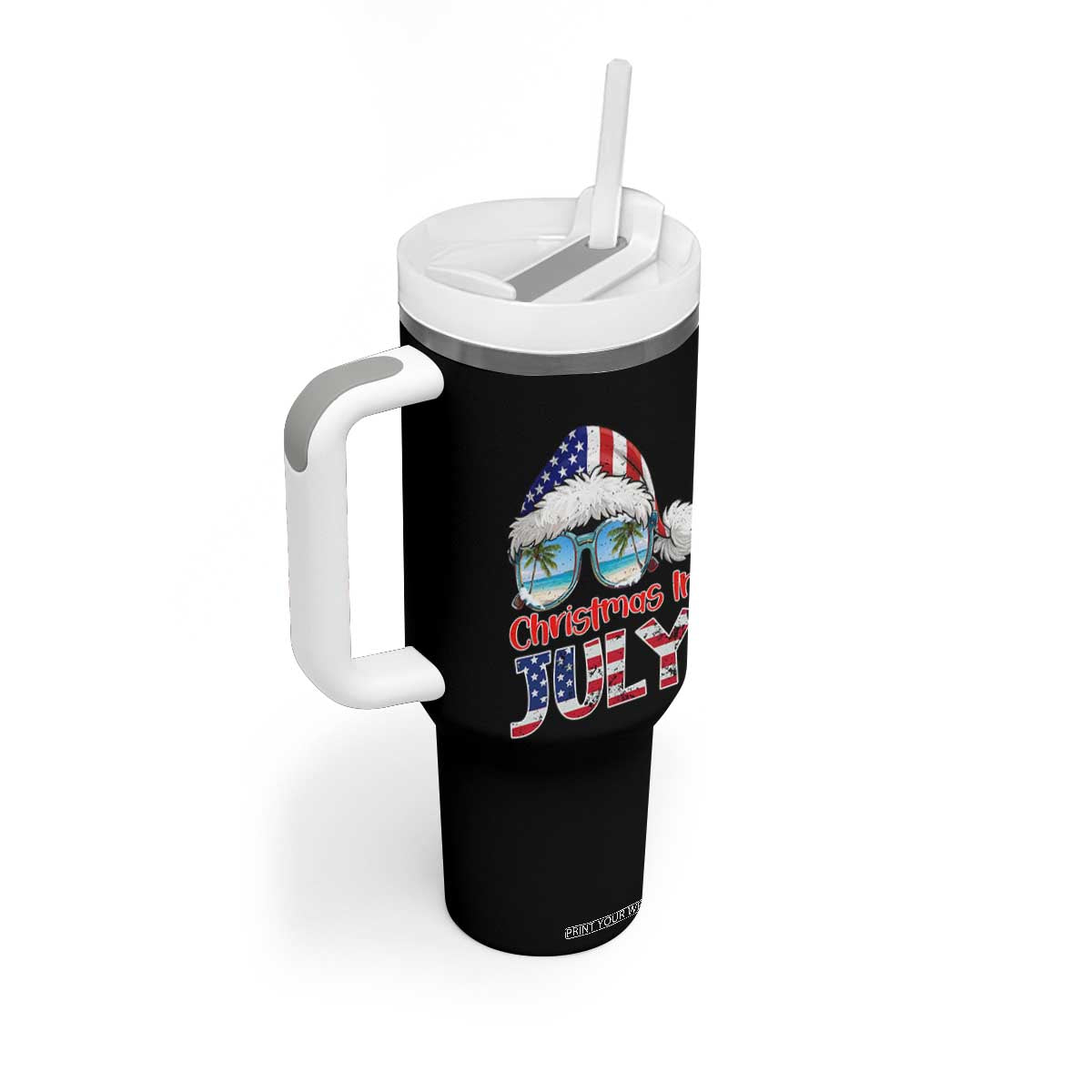 Christmas In July Tumbler With Handle Patriotic USA Sunglasses Graphic TS12 Print Your Wear