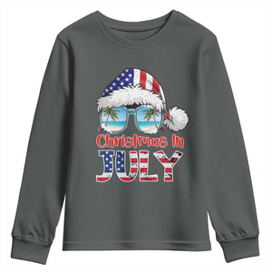 Christmas In July Youth Sweatshirt Patriotic USA Sunglasses Graphic TS12 Dark Heather Print Your Wear