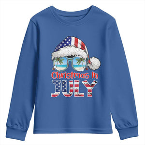 Christmas In July Youth Sweatshirt Patriotic USA Sunglasses Graphic TS12 Royal Blue Print Your Wear