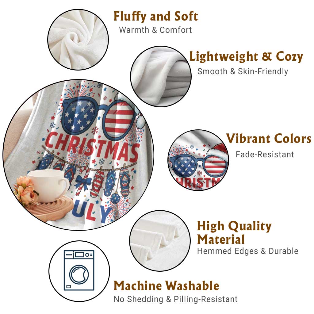 Patriotic USA Sunglasses Christmas In July Graphic Throw Blanket TS12 Print Your Wear