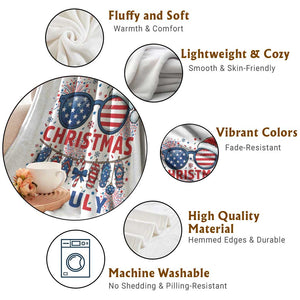 Patriotic USA Sunglasses Christmas In July Graphic Throw Blanket TS12 Print Your Wear