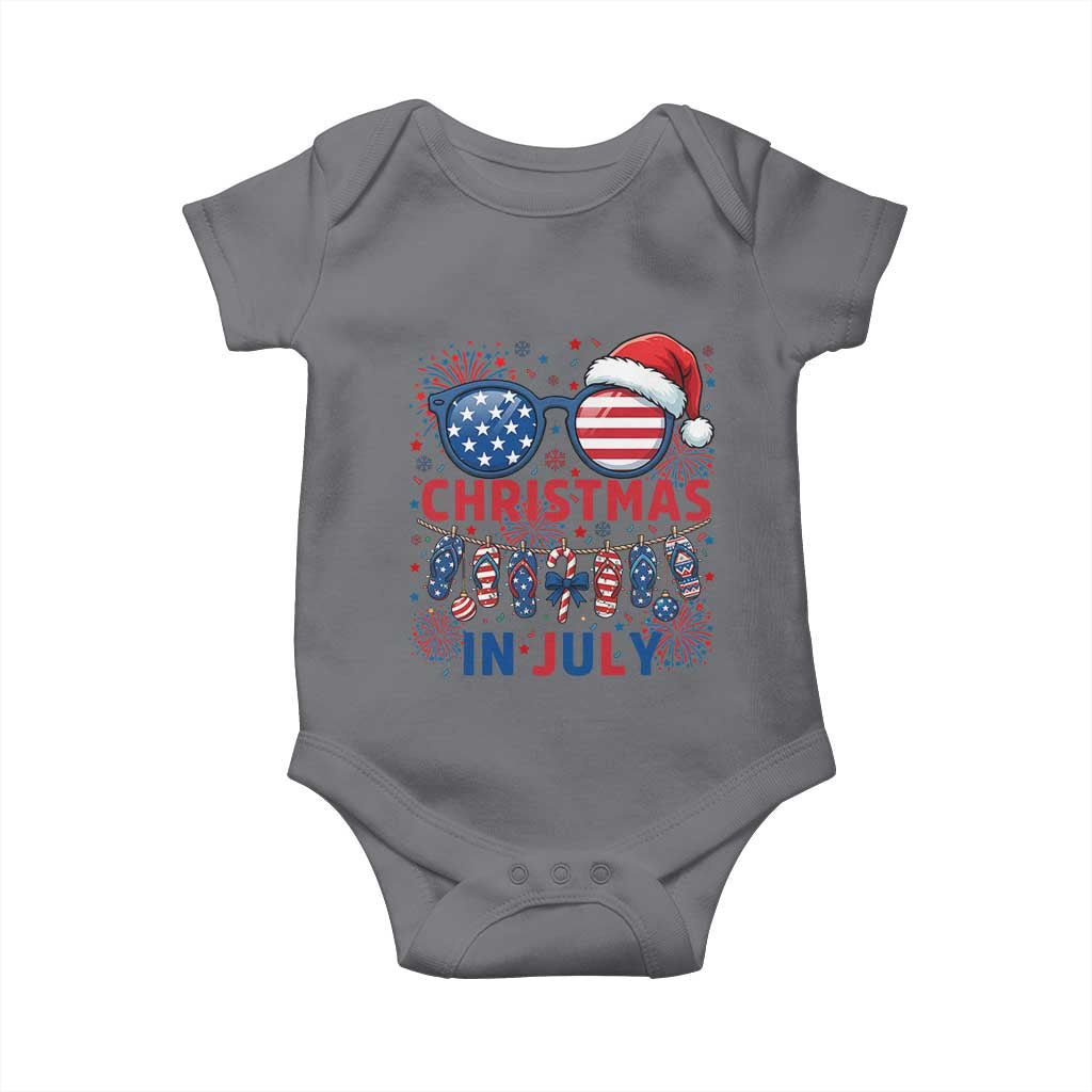 Patriotic USA Sunglasses Christmas In July Graphic Baby Onesie TS12 Charcoal Print Your Wear
