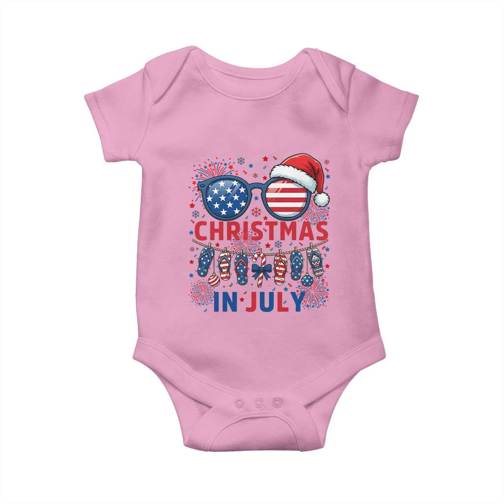 Patriotic USA Sunglasses Christmas In July Graphic Baby Onesie TS12 Light Pink Print Your Wear