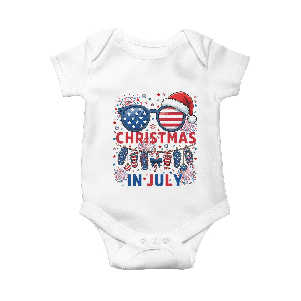 Patriotic USA Sunglasses Christmas In July Graphic Baby Onesie TS12 White Print Your Wear