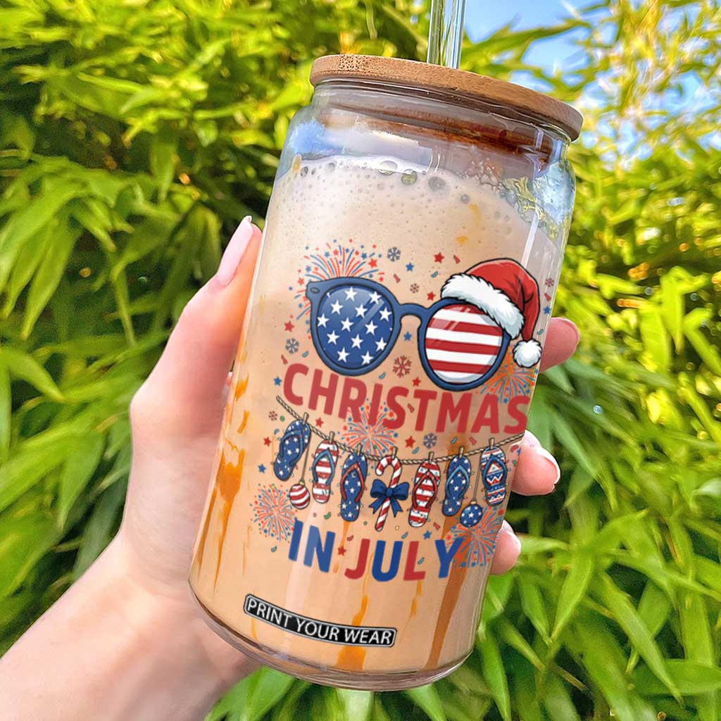 Patriotic USA Sunglasses Christmas In July Graphic Glass Can TS12 White Print Your Wear