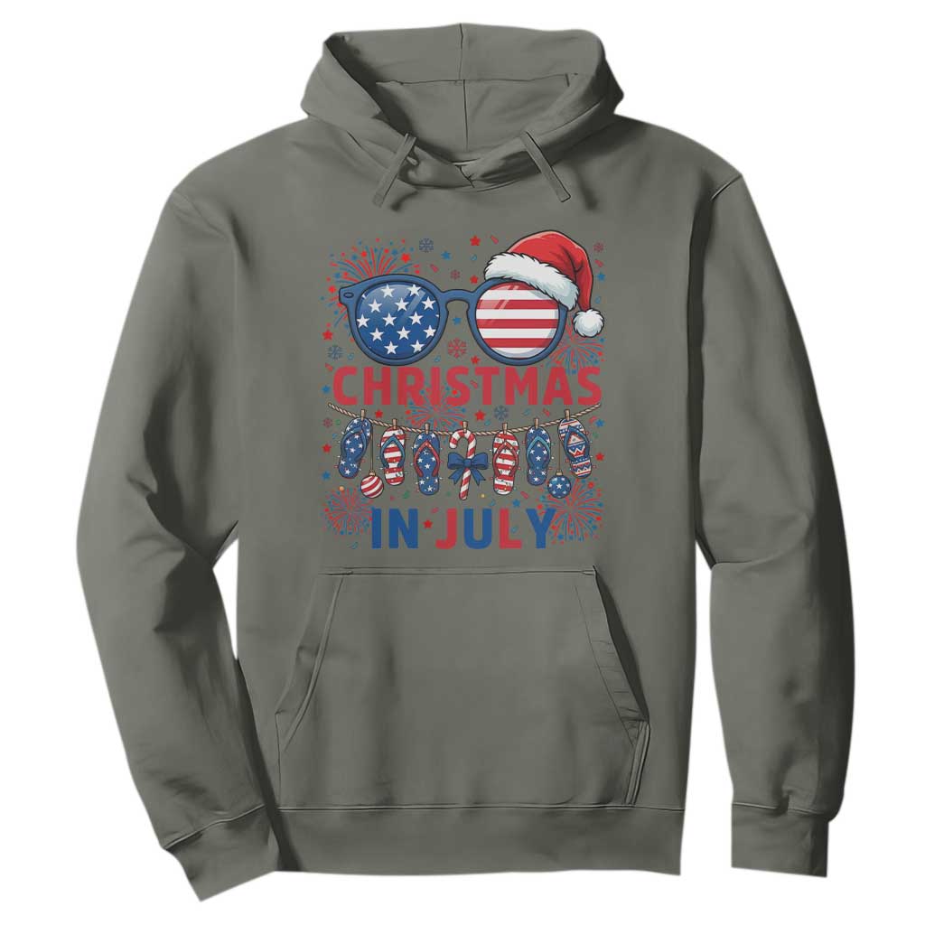 Patriotic USA Sunglasses Christmas In July Graphic Hoodie TS12 Military Green Print Your Wear
