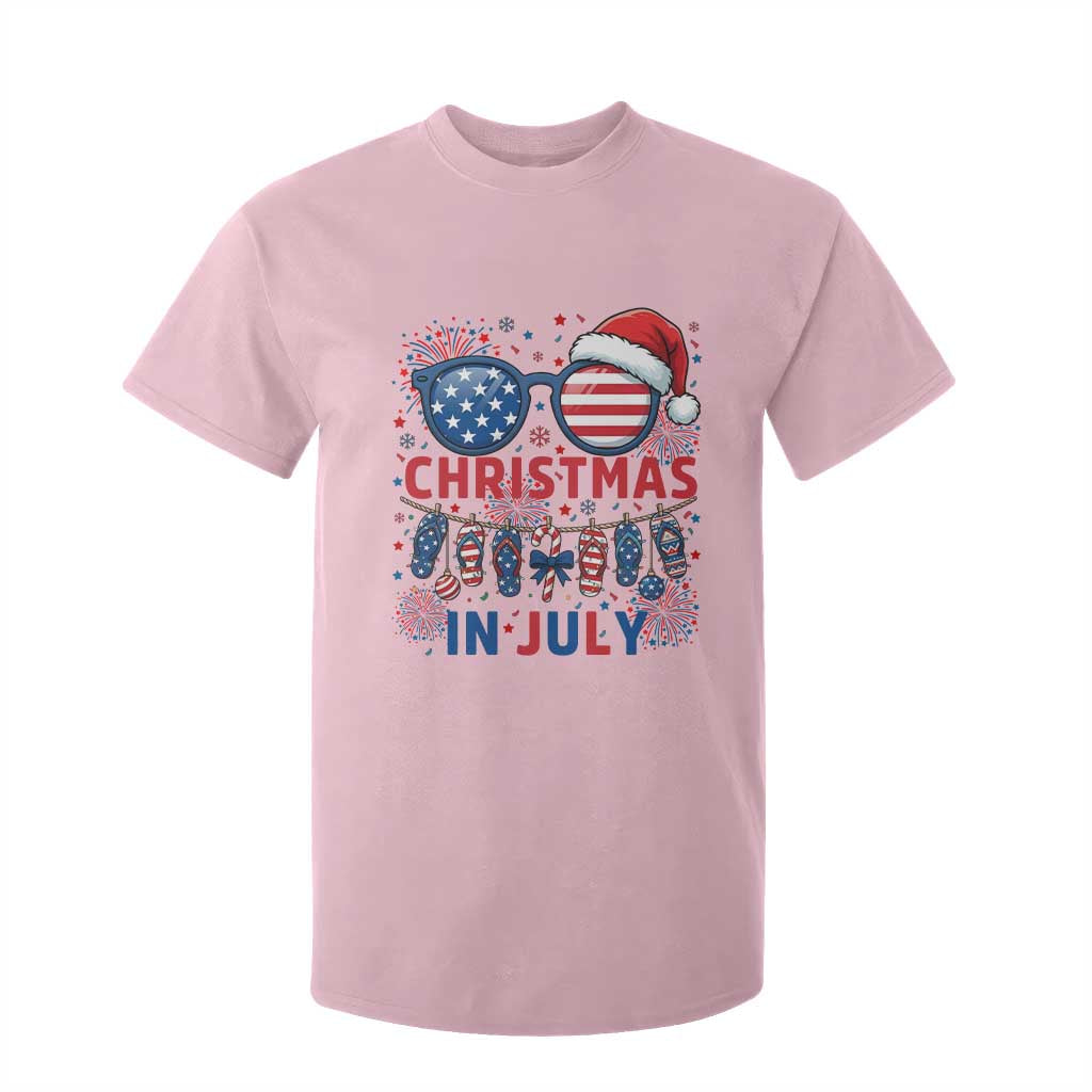 Patriotic USA Sunglasses Christmas In July Graphic T Shirt For Kid TS12 Light Pink Print Your Wear