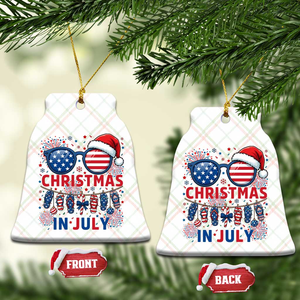 Patriotic USA Sunglasses Christmas In July Graphic Ceramic Ornament TS12 Print Your Wear