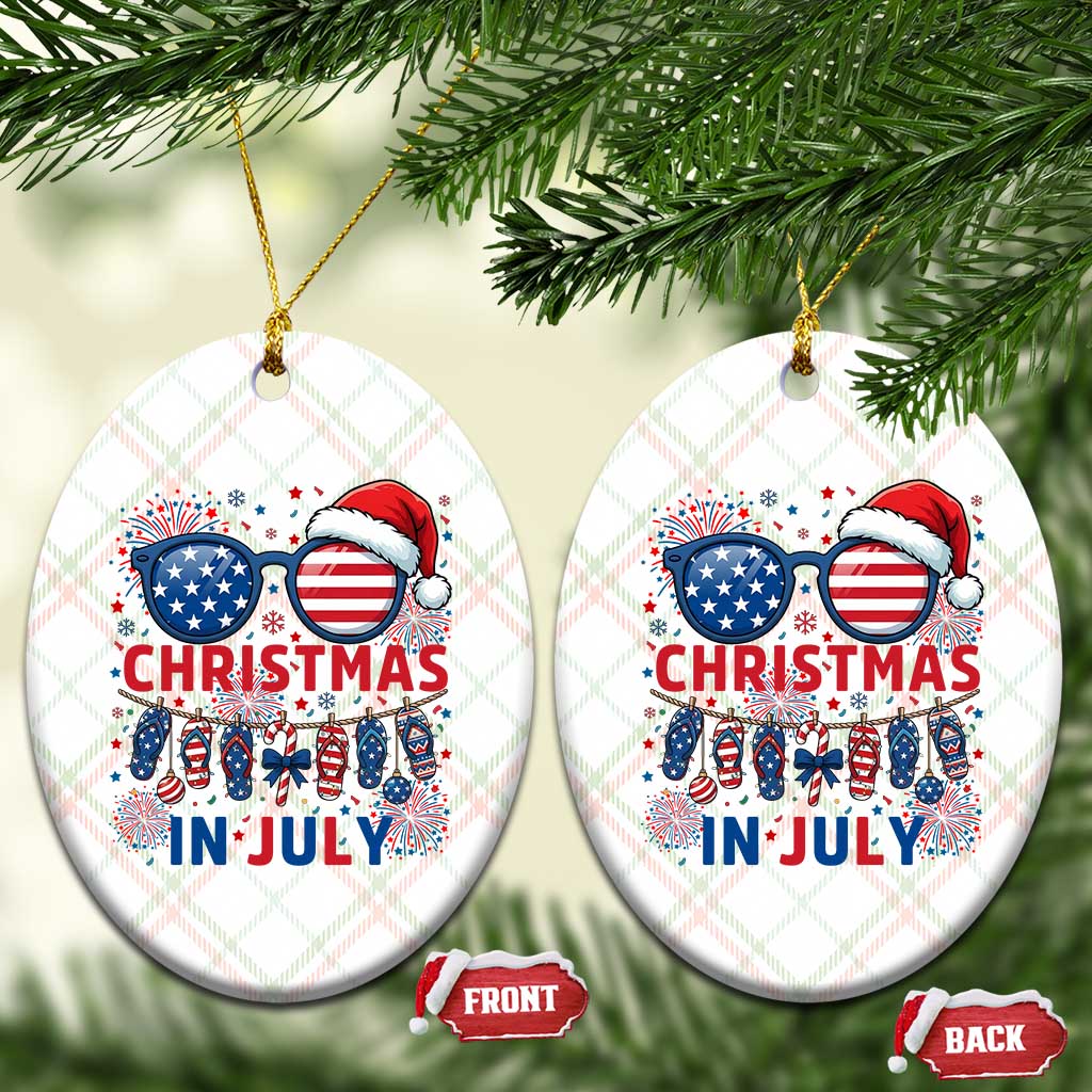 Patriotic USA Sunglasses Christmas In July Graphic Ceramic Ornament TS12 Print Your Wear