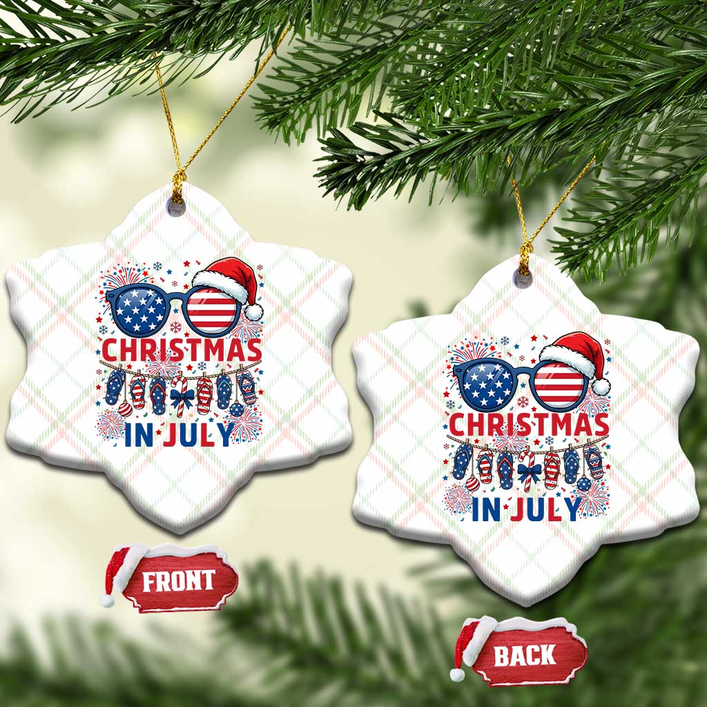 Patriotic USA Sunglasses Christmas In July Graphic Ceramic Ornament TS12 Print Your Wear