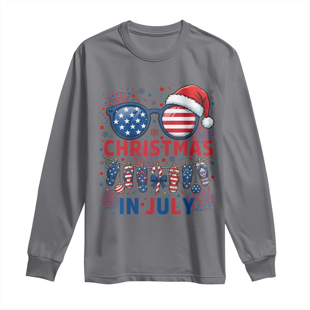 Patriotic USA Sunglasses Christmas In July Graphic Long Sleeve Shirt TS12 Charcoal Print Your Wear