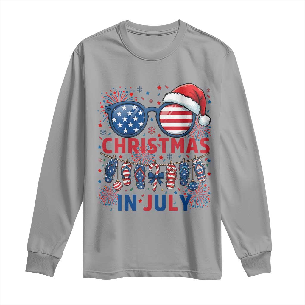 Patriotic USA Sunglasses Christmas In July Graphic Long Sleeve Shirt TS12 Sport Gray Print Your Wear