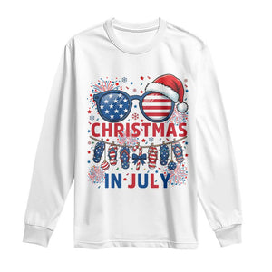 Patriotic USA Sunglasses Christmas In July Graphic Long Sleeve Shirt TS12 White Print Your Wear