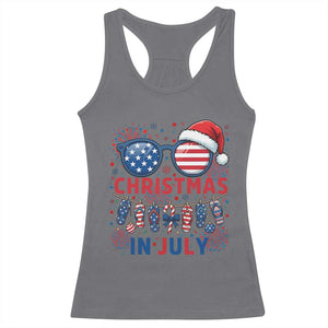 Patriotic USA Sunglasses Christmas In July Graphic Racerback Tank Top TS12 Charcoal Print Your Wear