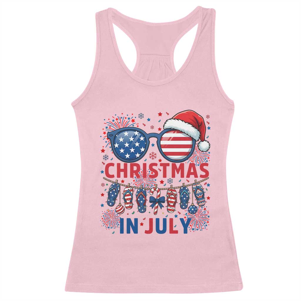 Patriotic USA Sunglasses Christmas In July Graphic Racerback Tank Top TS12 Light Pink Print Your Wear