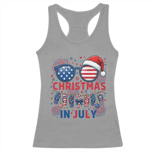 Patriotic USA Sunglasses Christmas In July Graphic Racerback Tank Top TS12 Sport Gray Print Your Wear