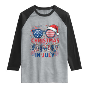 Patriotic USA Sunglasses Christmas In July Graphic Raglan Shirt TS12 Heather Gray Black Print Your Wear
