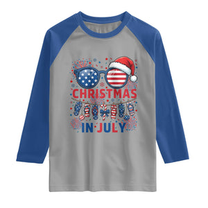Patriotic USA Sunglasses Christmas In July Graphic Raglan Shirt TS12 Sport Gray Royal Print Your Wear