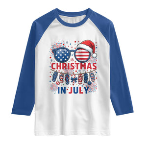 Patriotic USA Sunglasses Christmas In July Graphic Raglan Shirt TS12 White Royal Print Your Wear