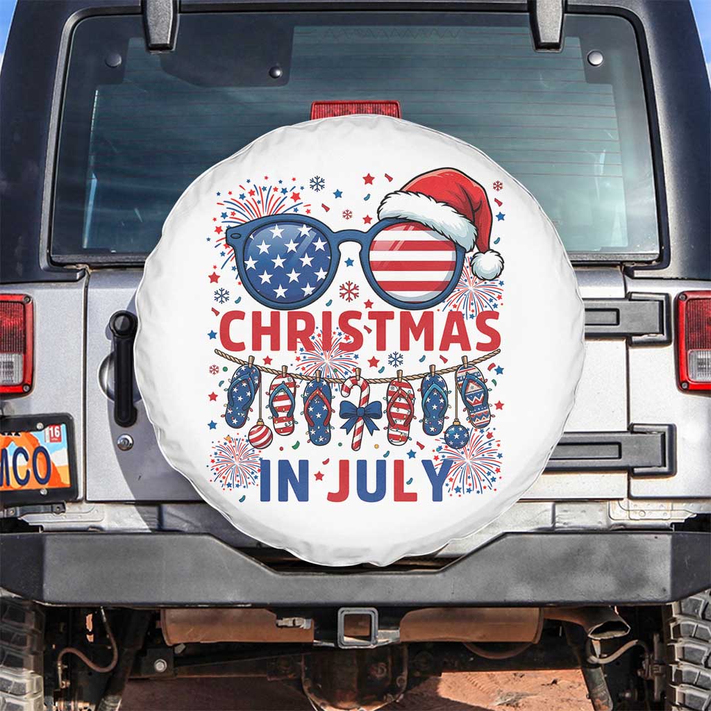 Patriotic USA Sunglasses Christmas In July Graphic Spare Tire Cover TS12 No hole White Print Your Wear