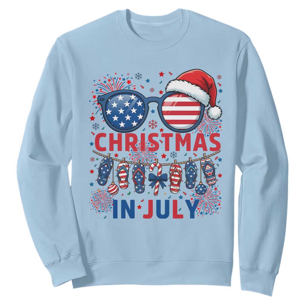 Patriotic USA Sunglasses Christmas In July Graphic Sweatshirt TS12 Light Blue Print Your Wear