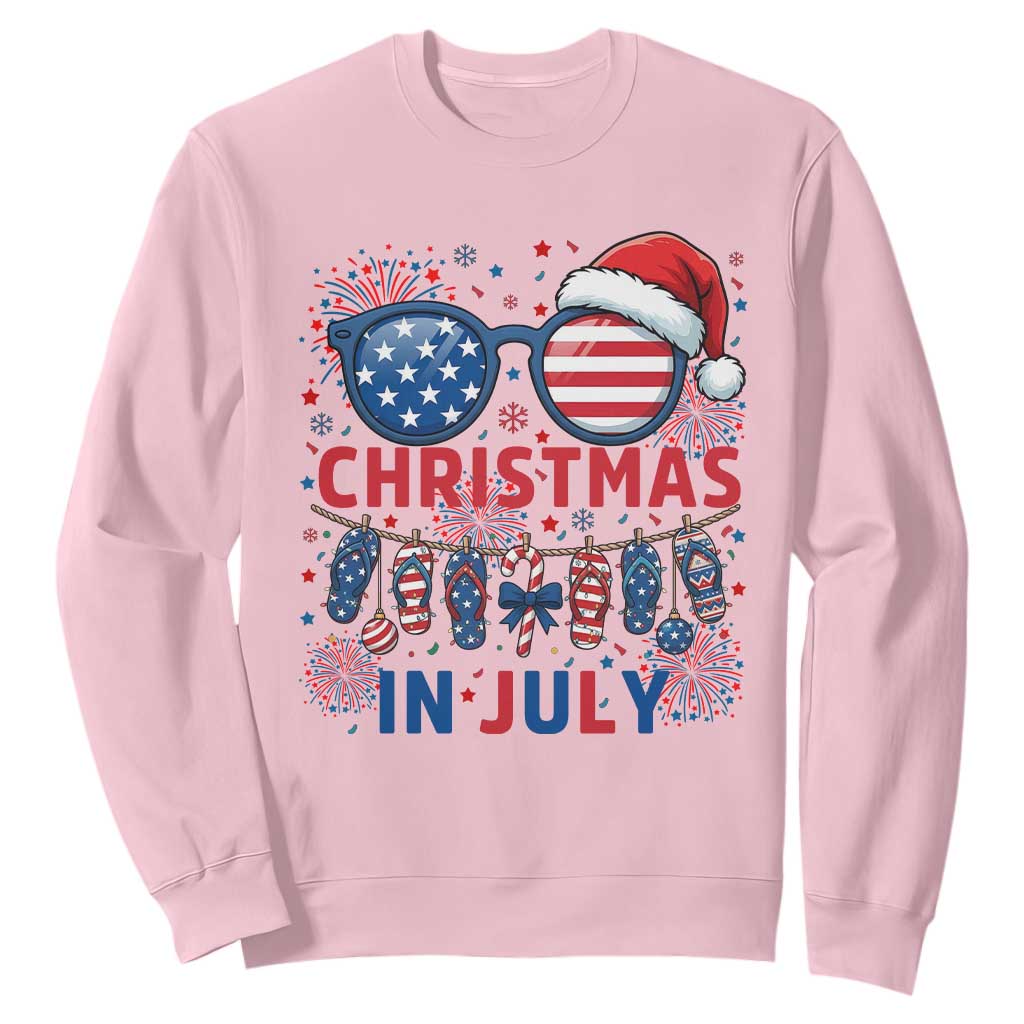 Patriotic USA Sunglasses Christmas In July Graphic Sweatshirt TS12 Light Pink Print Your Wear